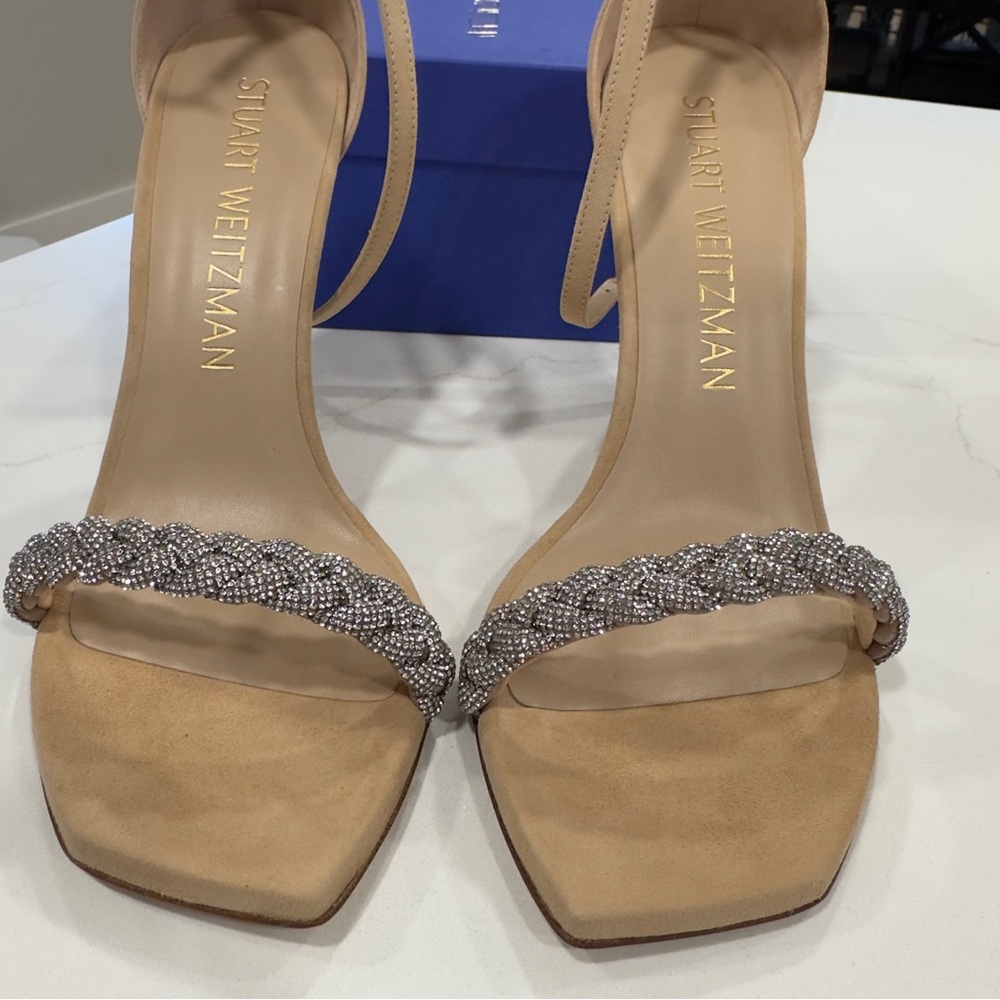 BRAND NEW Stuart Weitzman Embellished Suede Ankle Strap Sandals-size 11 - Picture 10 of 10